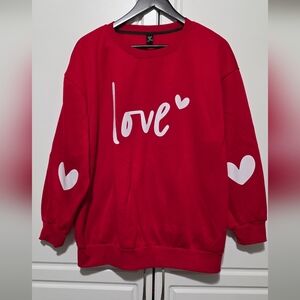Shein Curve Valentine Red Love Hearth Sweater Graphic Print Soft Comfy Womens 1X